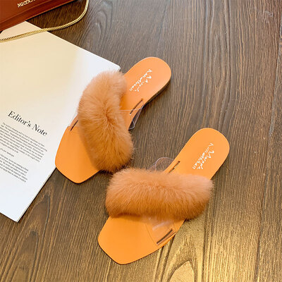 

Hanban fairies wear wool slippers Ladies wear cross-transparent sandals&flat-soled slippers in summer