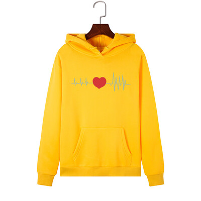 

Tailored Women Long Sleeve Heart Print Hooded Sweatshirt Automn&Winter Blouse Lady Tops
