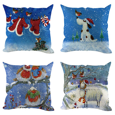 

Tailored 4Pcs Christmas Pillow Cover Pillowcases Decorative Sofa Cushion Cover Decoration