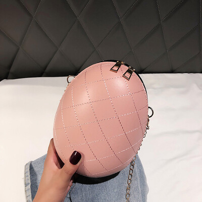 

2019 new fashion simple rhombic chain shoulder bag female casual temperament Sen wild eggshell crossbody bag