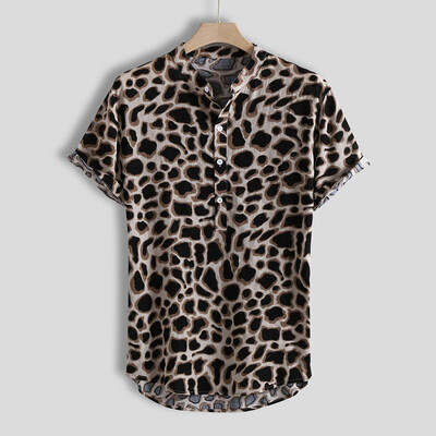 

Tailored Mens Multi Color Lump Chest Pocket Short Sleeve Round Hem Loose Shirts Blouse