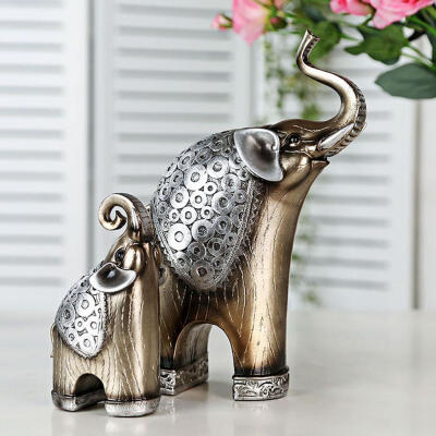 

Greensen 2pcsSet Artificial Resin Elephant Crafts Decoration Ornament for Home Living Room