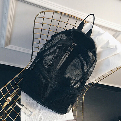 

Tailored 2Pcs Unisex Mesh Messenger Pure Color Shoulder Bag Large Backpack School Package