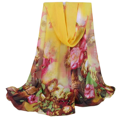 

Gobestart Fashion Lady Women Floral Prints Shawl Chiffon Scarf