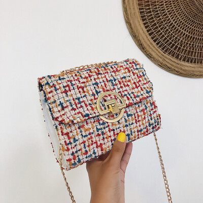 

2019 new popular weaving wind small bag female tide Korean version of the wild color crossbody bag fashion chain shoulder bag