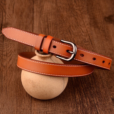 

Womens belt female pin buckle belt leather retro pure leather wild Korean casual pants belt thin belt