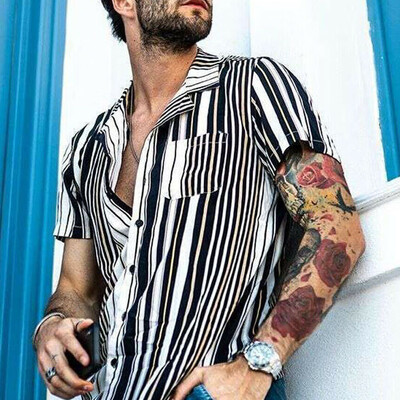 

Mens Short Sleeve Button Down T-shirt Tops Slim Fit Casual Dress Stylish Shirts
