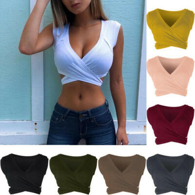 

New Summer Women Sexy Sleeveless Tube Crop Tops Bandage Bra Tank Top Yoga Vest