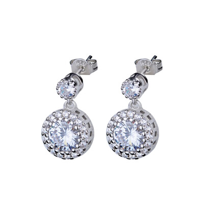 

Woman Silver Earring Shining Earrings Fine Jewelry Anti Allergy Zircon Fashion Trendy Party