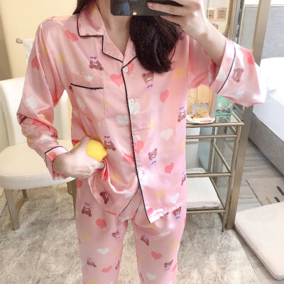 

Womens Silk Satin Pajamas Set Long Sleeve Button Sleepwear Loungewear Plus Size