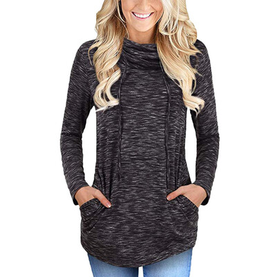 

Nomeni Womens Long Sleeve Cowl Neck Casual Sweatshirt Tops with Pockets