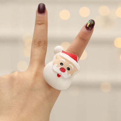 

Glow Rings Luminous Flash Finger Rings Toy Santa Claus Snowman Christmas Tree Snowflake Christmas Decorations for Kids Adults Gift