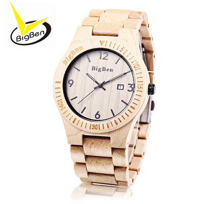 

BigBen B01 Men Analog Quartz All-Wooden Watch Date Display Wristwatch