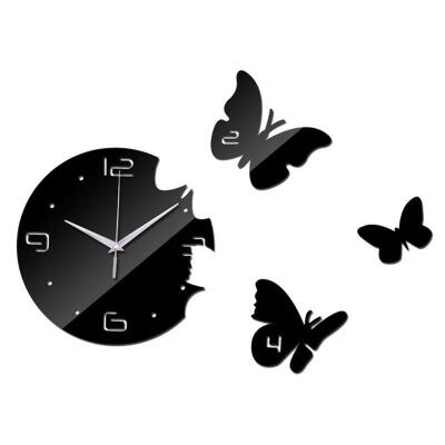 

Tuwaga DIY Creative 3D Butterfly Shape Wall Clock Acrylic Mirror Wall Sticker Self Adhesive Removable Home Decor Multi-color