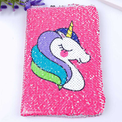 

Unicorn Notebook A5 Sequin Diary Journal Memo with Lock Key School Supply
