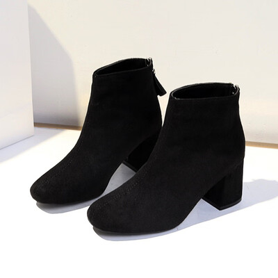 

Boot children square head boots female spring&autumn 2018 new European&American thick heels single boot naked boots high h
