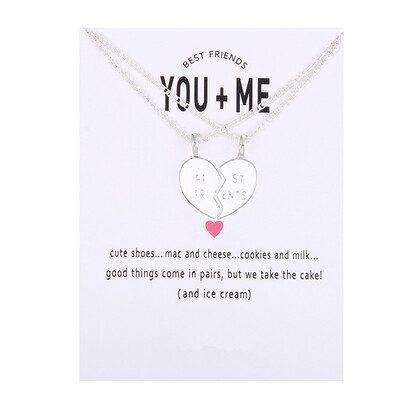 

New Arrived glaze Friendship Broken Heart Best Friend You And Me Alloy Clavicle Pendant Necklace For Women