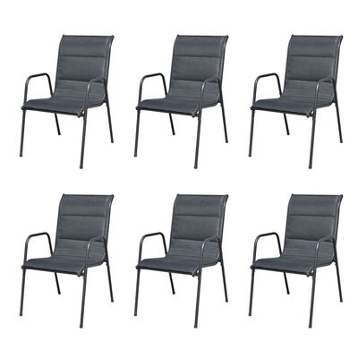 

Stackable Garden Chairs 6 pcs Steel&Textilene Black