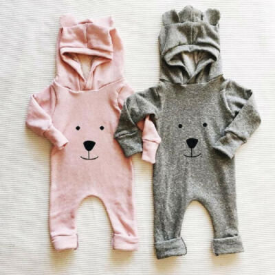 

UK Toddler Newborn Baby Boy Girl Cartoon Hooded Romper Jumpsuit Outfits Clothes