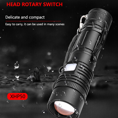 

Saidsome Powerful XHP50 LED Flashlight Zoomable LED Torch Light USB Rechargeable flashlight lamp