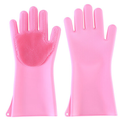 

1 Pair Silicone Dish Washing Gloves Anti-slip Scrubber Kitchen Bathroom Cleaner