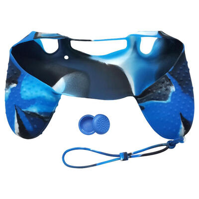 

Silicone Anti-slip Grip Handle Cover Lanyard 2 Thumbstick Caps for Sony PS4