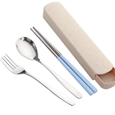 

Nordic Portable Stainless Steel Dinnerware Set with Box For Kid Travel Siverware Fork Picnic Dinner Kitchen Accessories