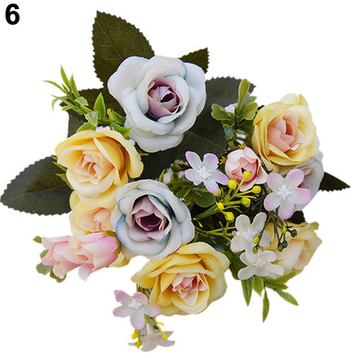 

1 Bouquet 15 Heads European Style Artificial Royal Rose Home Room Decor Flowers