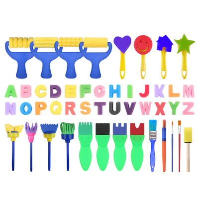 

Siaonvr Kids Art & Craft 47 Pieces Sponge Painting Brushes Kids Painting Kits Early DIY