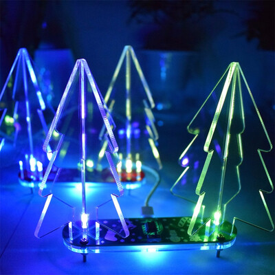 

Gobestart DIY Full Color Changing LED Acrylic 3D Christmas Tree Electronic Learning Kit