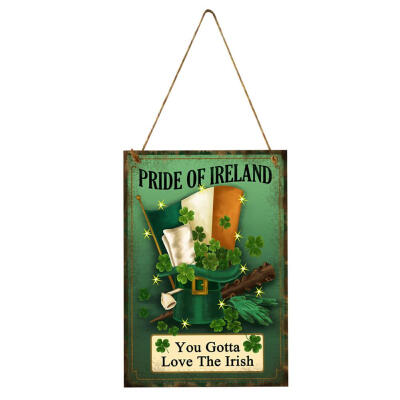

Rustic Ireland St Patrick Day Wood Hang Plaque Party Green Vintage Decor