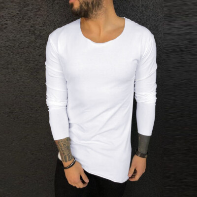 

Toponeto Mens New Style Fashion Sports Pure Long-Sleeved Round-Necked Top Blouse