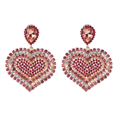 

2019 Vintage Boho Statement Crystal Heart Drop Earrings Ethnic Antique Heart-shaped Jewelry Birdal Wedding Party Accessories