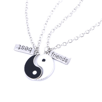 

Best Friends Tai Chi Yin Yang Carved Bar Pendant Split Necklace