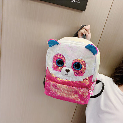 

Panda sequins animal schoolbags cartoon girls cute kindergartens baby backpacks childrens shoulder bags 1-3-5 year tide