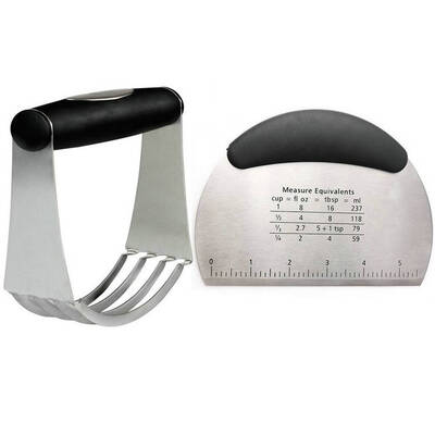 

2PCS Stainless Steel Pastry Scraper Dough Blades Blender Cutter Set Multipurpose Baking Tools Set