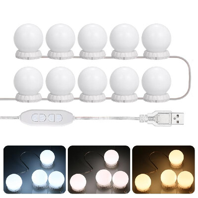 

Vanity LEDs Mirror Lights Kit with 10 Bulbs Adjustable 10 Brightness & 3 Lighting Modes USB Mirror String Light for Makeup Dressin