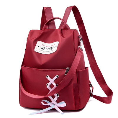 

Tailored Fashion Girl Nylon Solid Color Anti-Theft Travel College Backpack Straps Handba