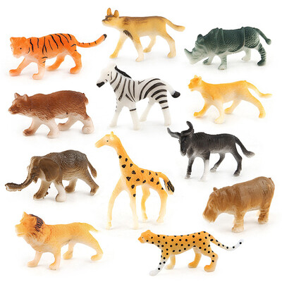 

YIWULA12pc Kids Childrens Assorted Plastic Toy Wild Animals Jungle Zoo Figure