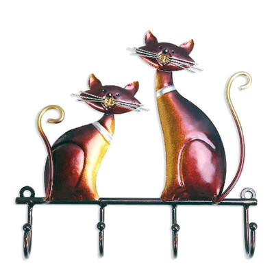 

Tooarts Iron Cat Wall Hanger Hook Decor 4 Hooks for Coats Bags Wall Mount Clothes Holder Decorative Gift