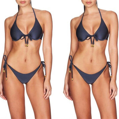 

Roseonmyhand Women Sexy Solid Push-Up Padded Bra Beach Halter Bikini Set Bandage Swimwear
