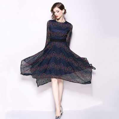 

2018 Autumn New Womens Lace Dress Floral Crochet Hollow Out Vestidos irregular Casual Slim Office Slim Party Dresses