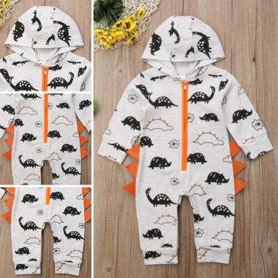 

Infant Baby Boy Girl Dinosaur Hooded Warm Cotton Romper Jumpsuit Outfits Clothes