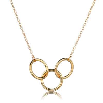 

Women Fashion 3 Gold Circle Pendant Necklace Trendy Jewelry Fashion Female New Quality Jewelry Necklace Wedding Jewelry