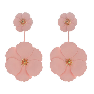 

Women Sweet Camellia Flower Dangle Two Wear Stud Earrings Party Jewelry Gift