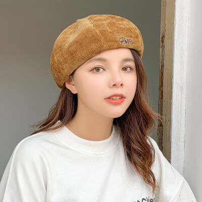 

Spring&Autumn Beret New Baitao Japanese Trellis Letter Bei Bud Cap Korean Chao Autumn Winter Literature Pumpkin Cap