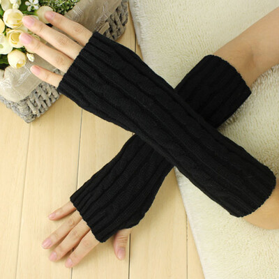 

1 Pair Trendy Women Men Gloves Arm Warmer Long Finger less Knit Mitten Winter Unisex