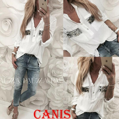 

Women Casual Soft T-Shirt Tops Clubwear Button Long Sleeve Loose Blouse Jacket