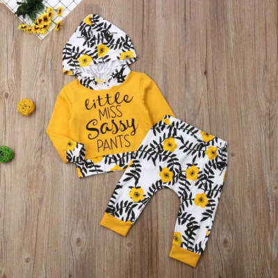 

UK Stock Newborn Infant Kids Baby Girls Floral Hooded Tops Pants Outfits Clothes