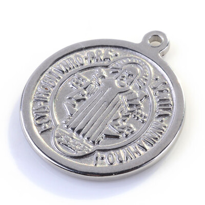 

304 Stainless Steel Pendants Two-Sided Flat Round with San Benito Stainless Steel Color 29x255x2mm Hole 2mm